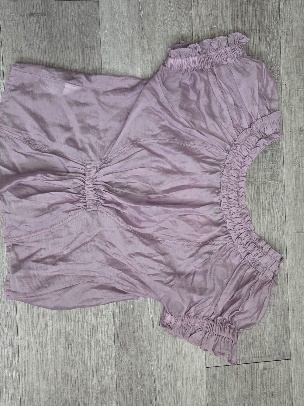 Pilcro Dusty Lavender Ruffle Scoop-Neck Button Front Blouse - Picture 13 of 13